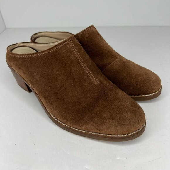 Cole Haan Womens W14844 Brown Faux Suede Block Heel Size 7 Slip-On Mules - Picture 2 of 11